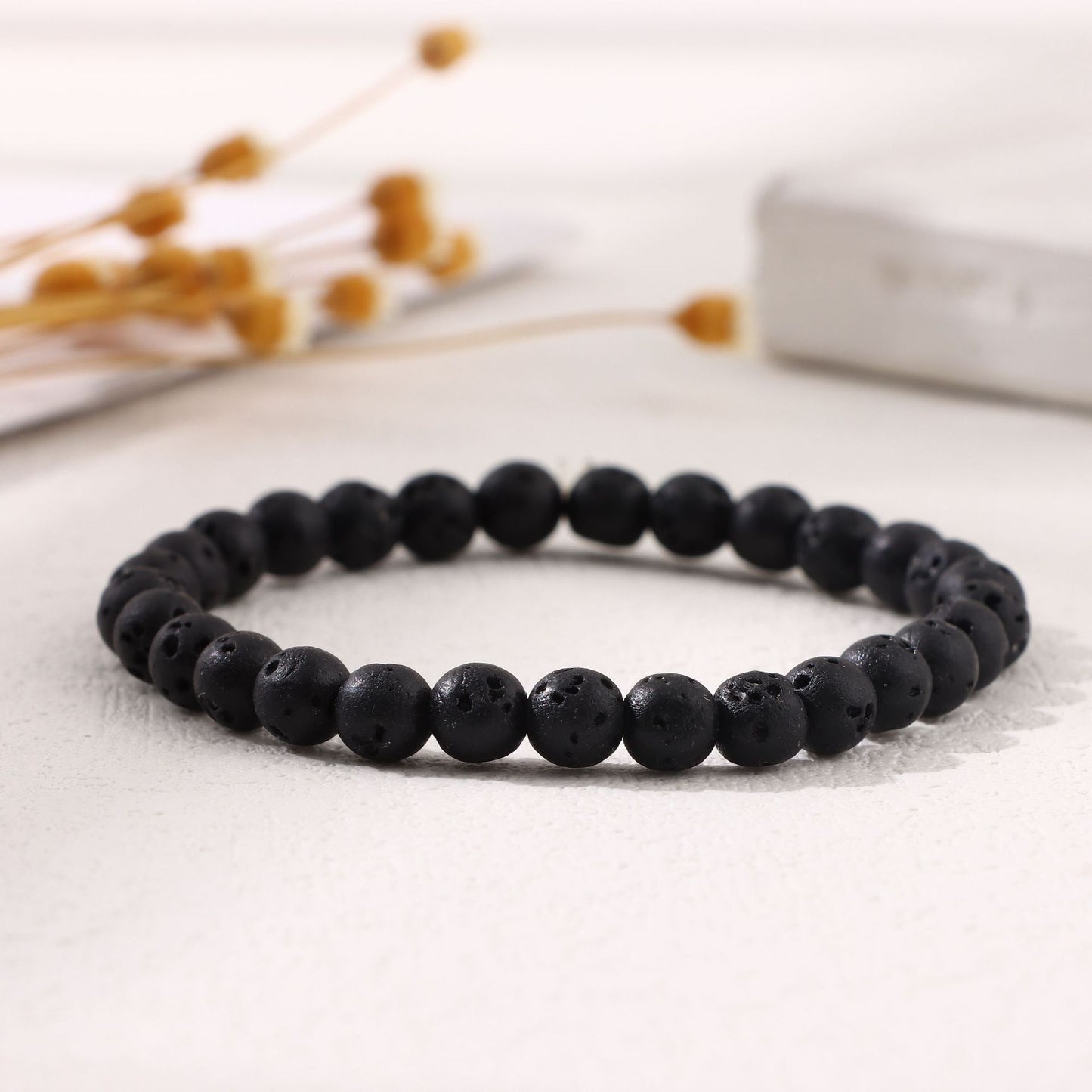 Women's & Men's Round Beads Couple Fashion Elastic String Beaded Bracelets