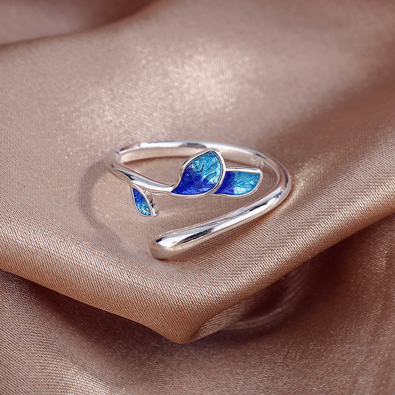 Open Ethnic Style Artistic Temperament Female Fresh Enamel Burning Rings