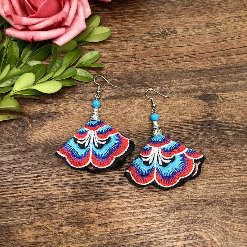 Fabric Yunnan Simple Flower Tassel Female Earrings