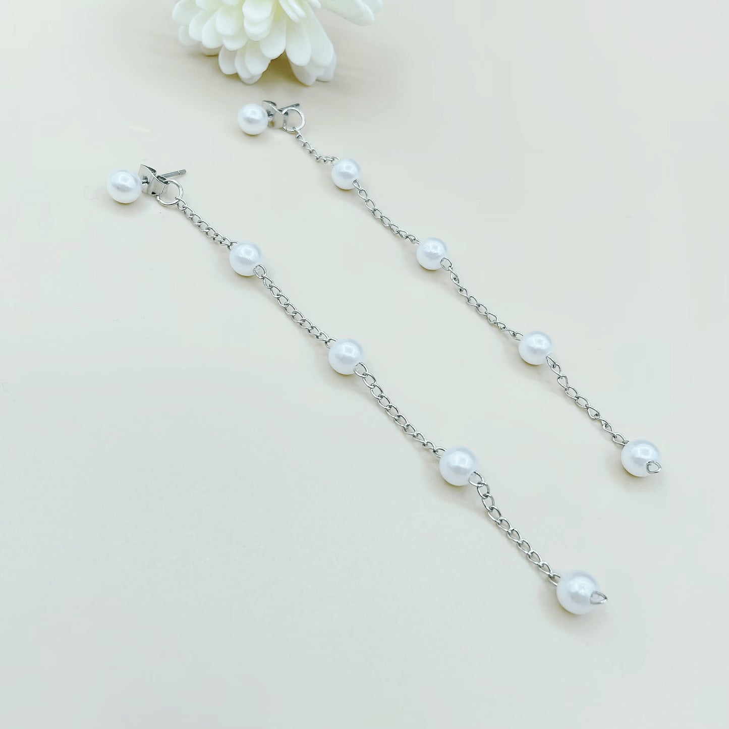 Women's Sier Fashion Elegant Pearl Long Suitable For Earrings