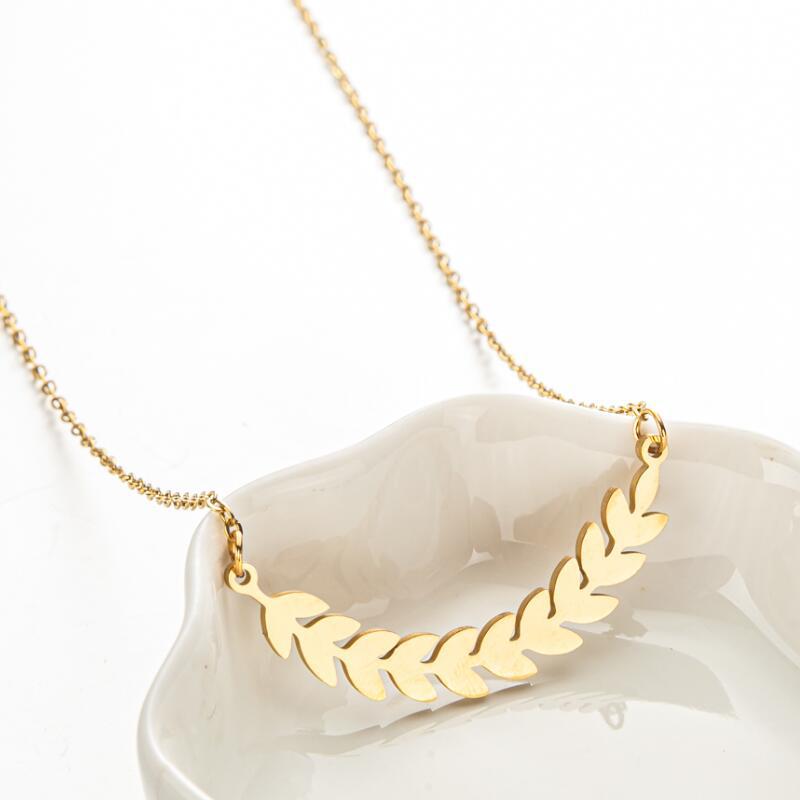 Women's Stainless Steel Wheat Light Luxury Leaf Clavicle Jewelry Accessories
