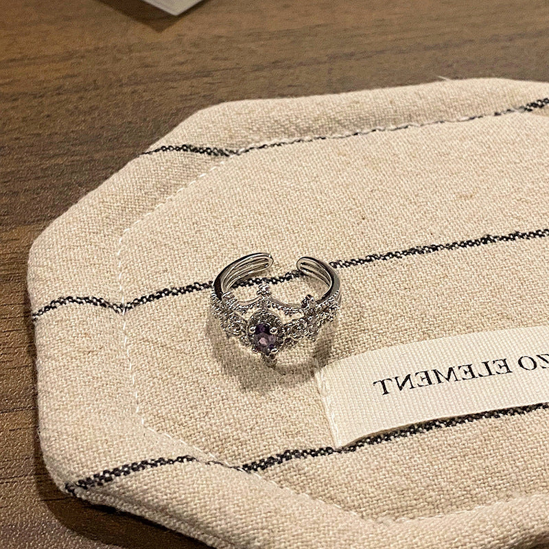Pomegranate Dyed Fingertip Antique Gorgeous Feeling Broken Color Zirconium Female Ring