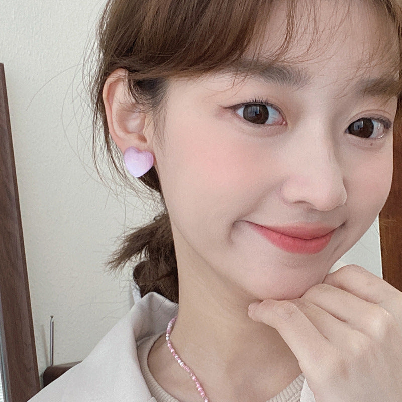 Women's Colored Loving Heart Fairy For Sweet High-grade Jelly Imitation Cat Stud Earrings