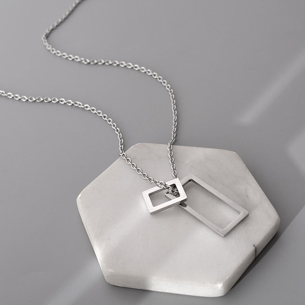 Titanium Steel Unisex Style Rectangular Stainless Necklace