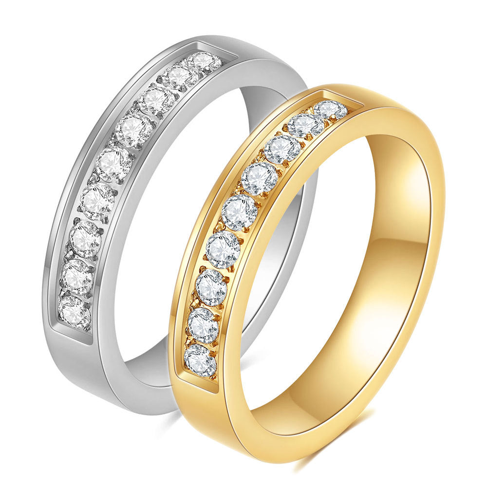 Personality Inlaid Zirconium Stainless Steel Lovers Wild Ring