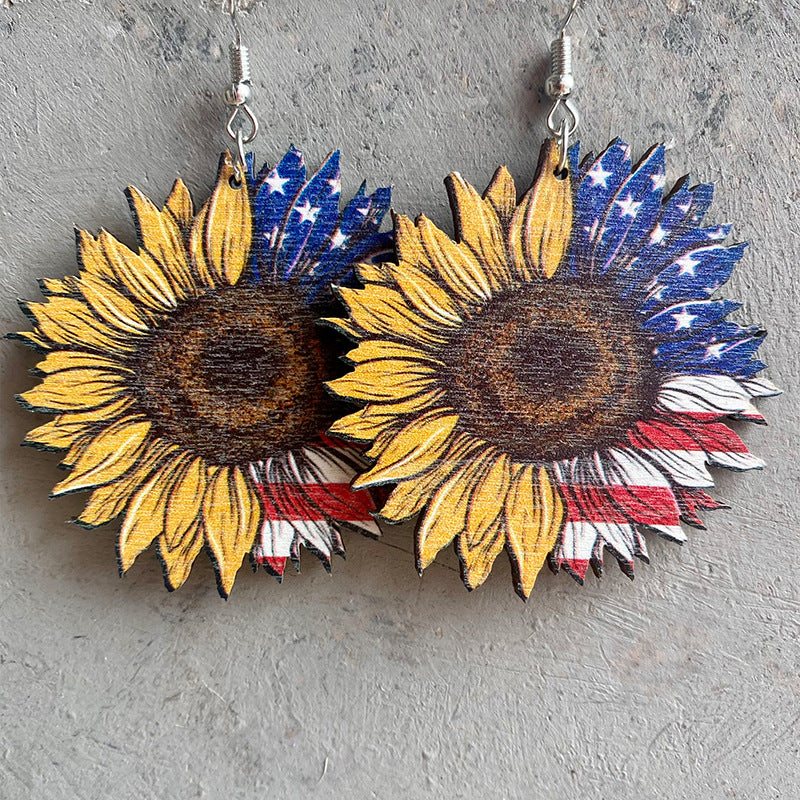 Independence Day Hat Eardrops Flag Cactus Earrings