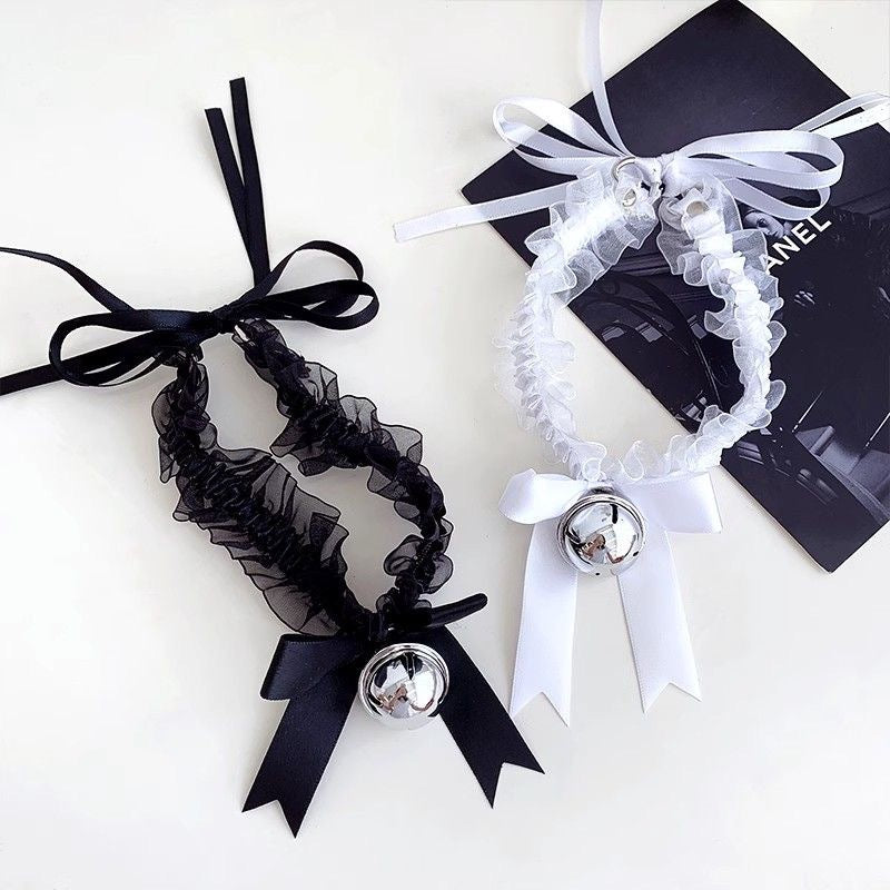 Lace Big Bell Maid Adjustable Bow Necklaces