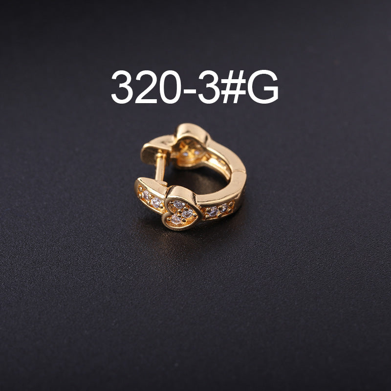 Korean Style Fashion Mini Zircon Small Piercing Star Moon Asymmetric Stud Earrings