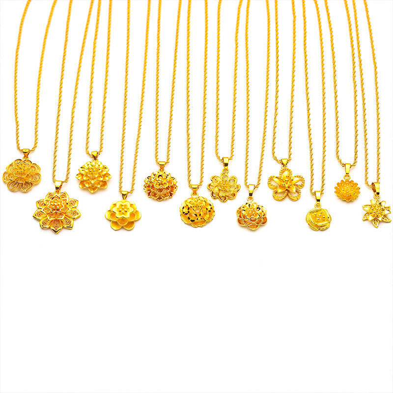 Flower Vietnam Placer Gold Palace Antiquity Water Ripple Gifts For Necklace
