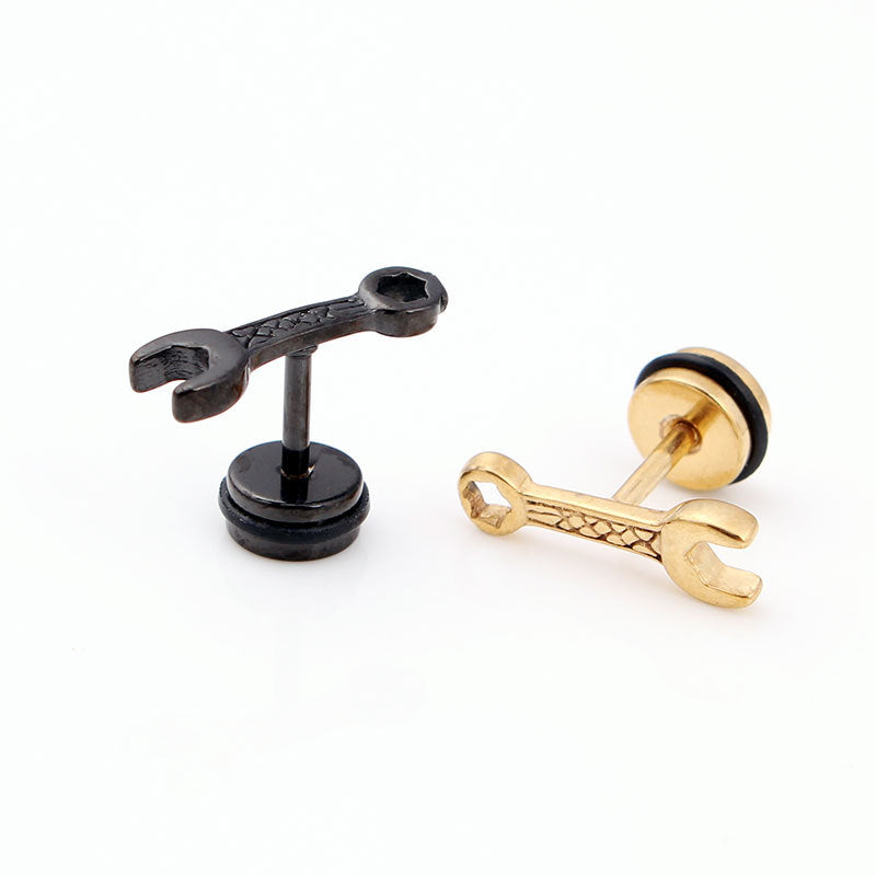 Fashion Tool Wrench Titanium Steel Ear Earrings