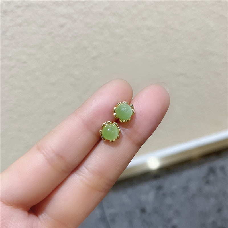Opal Stone Ear Female Fashion Design Stud Earrings