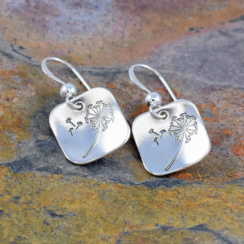 Women's Simple Retro Square Dandelion Personalized Fashion Earrings