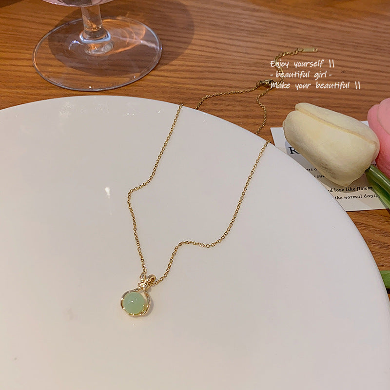 Imitation Jade Lucky Bag Female Light Luxury Minority Graceful Titanium Necklace