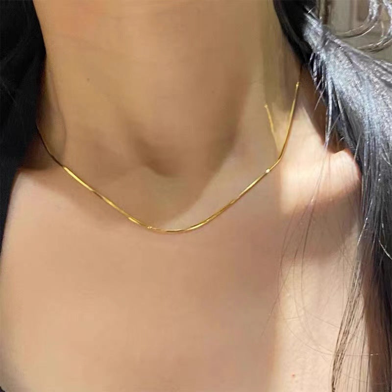O-shaped Chain Clavicle Snake Bones Colored Gold Fine Single Rose Necklace