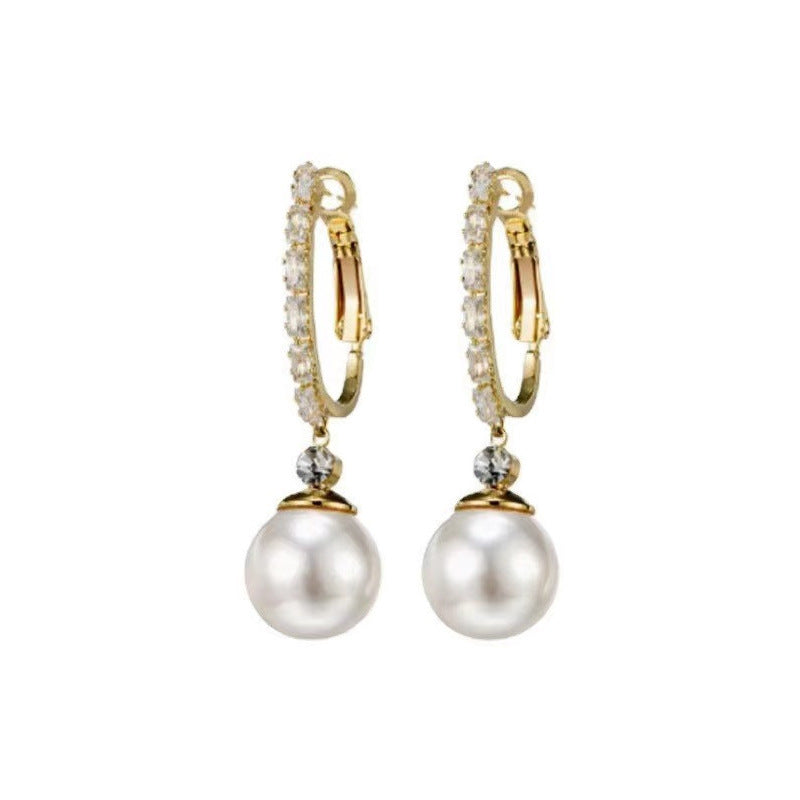 Women's Sier Needle High-grade Pearl Light Luxury Simplicity Elegant Earrings