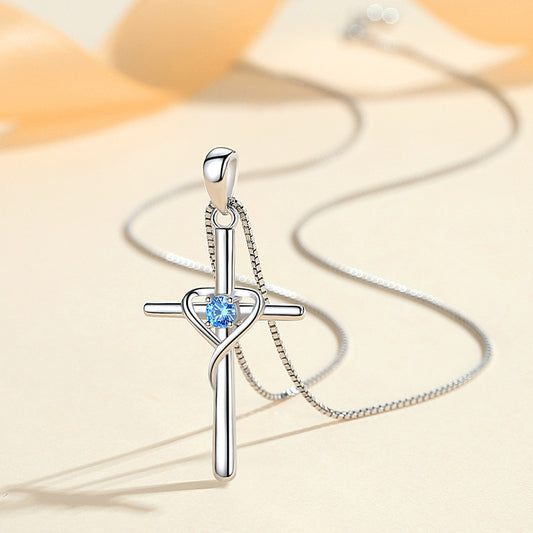 Sier Cross Female Retro Fashion Clavicle Necklaces