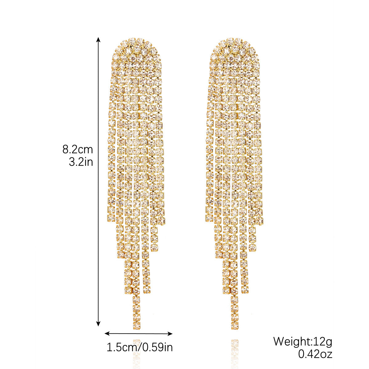 Women's Fringed Zircon Long Refined Rhinestone Exaggerated Design Rings