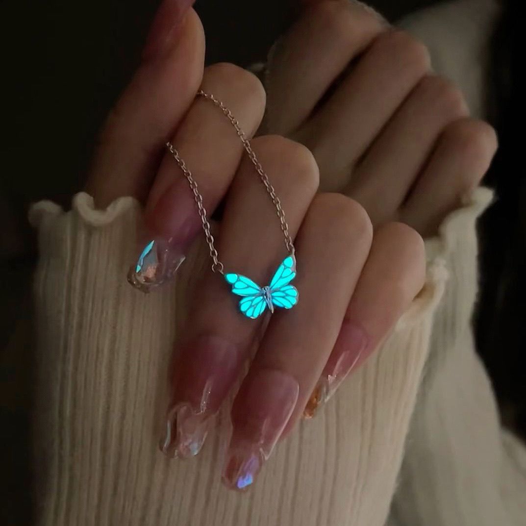 Women's Butterfly For Simple Light Luxury Fashion Blue Luminous Smart Mori Necklace