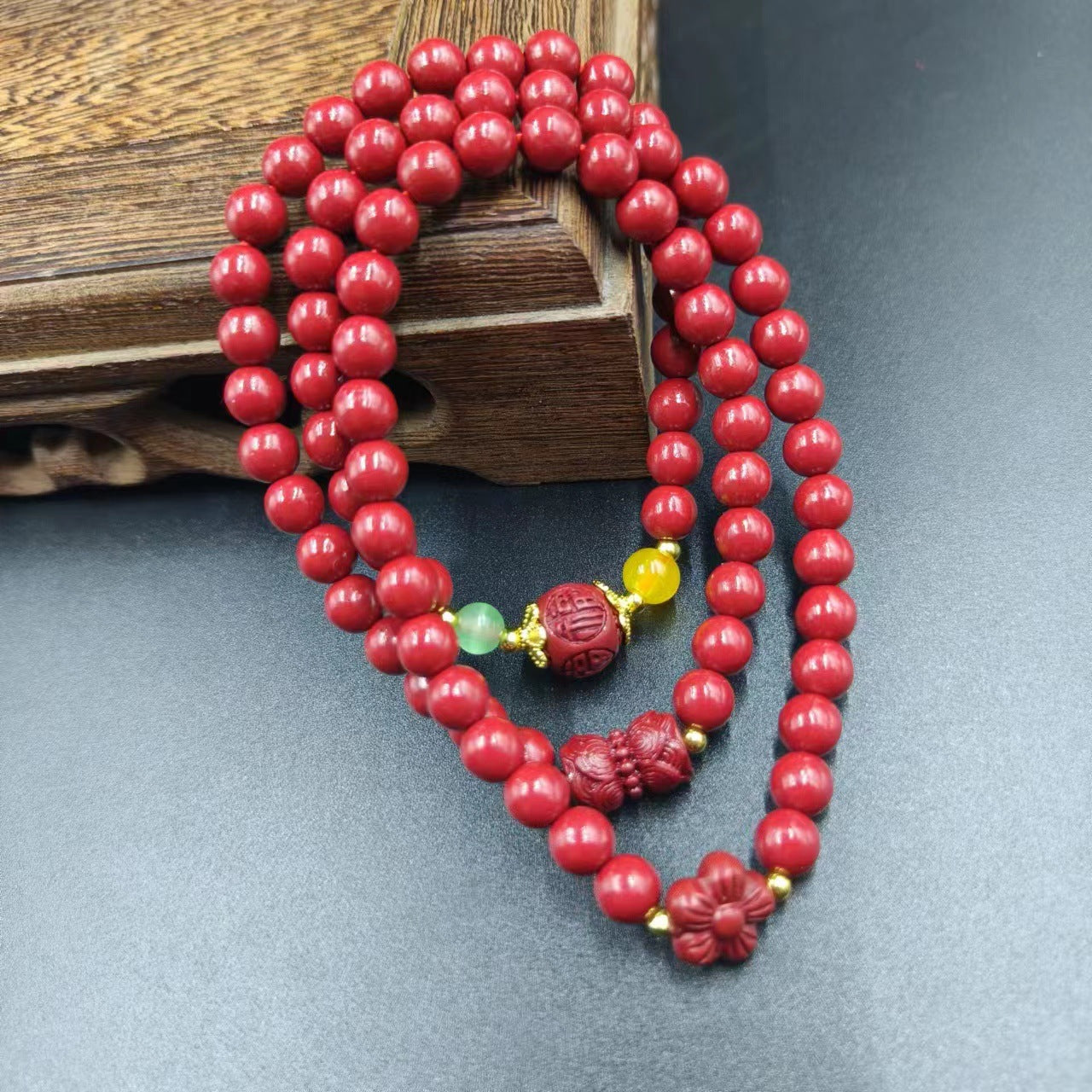 Women's & Men's Cinnabar Purple Gold Sand Single Circle Simple Buddha Beads Light Bracelet