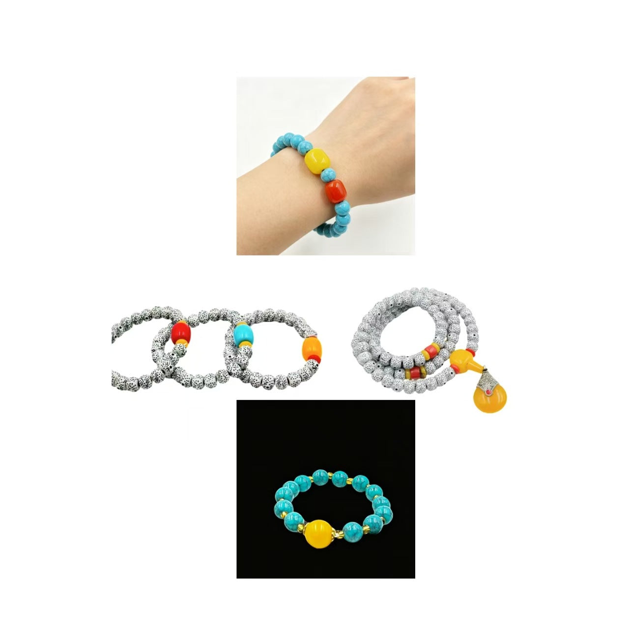 Beads Lucky Green Pine Star Moon Collectable Live Bracelet