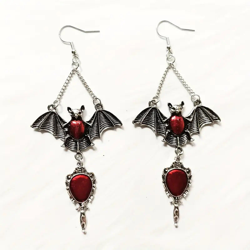 Dark Goth Wind Exaggerated Red Vampire Bat Ear Hook