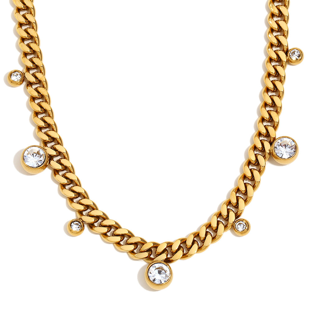 Fashion Popular Retro Easy Matching Clavicle Chain Stainless Steel Round Necklaces