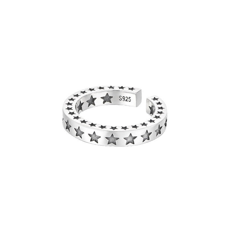Women's & Men's Thai Sier Retro Five-pointed Star Totem Rings