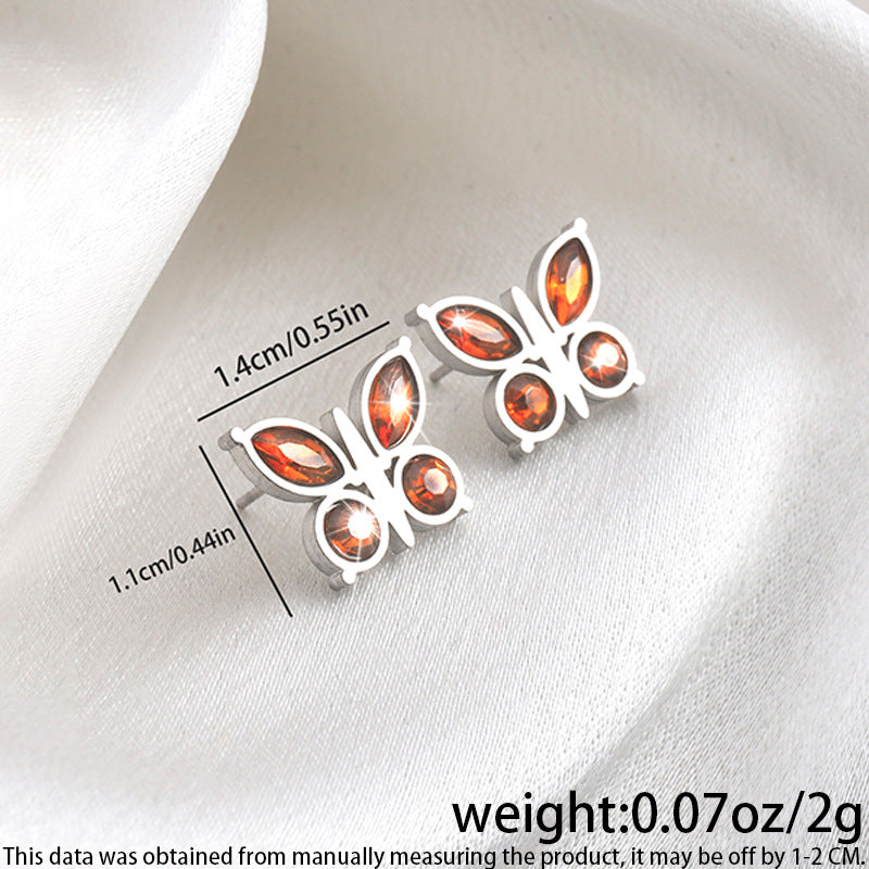 High-grade Fashionable Versatile Micro Diamond Butterfly Earrings