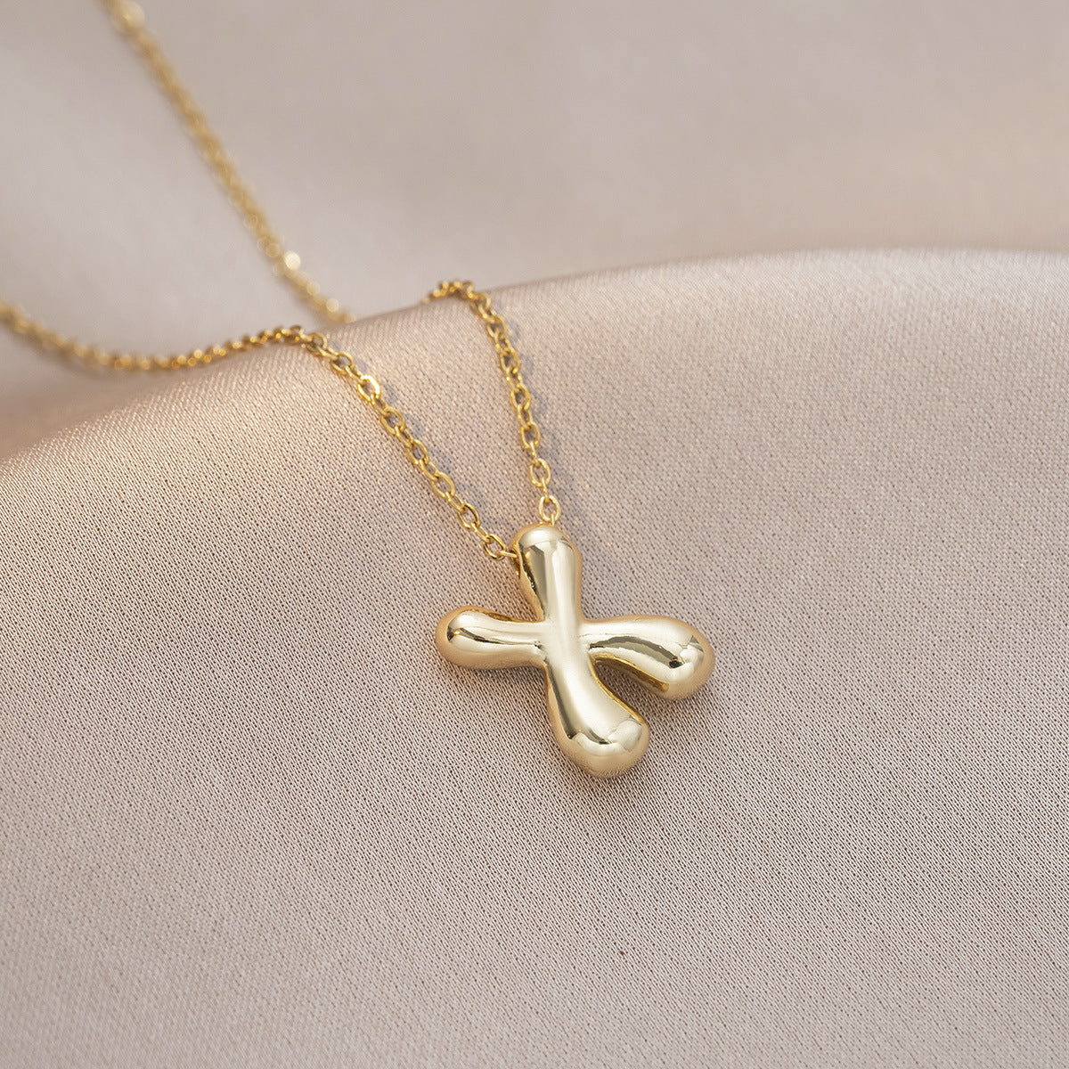 Female Glossy Balloon Bubble Cute Chubby English Letters Temperament Clavicle Necklace