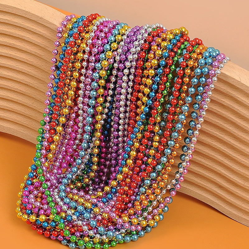 Independence Day Christmas String Beads Color Plastic Bead Wedding Celebration Necklace