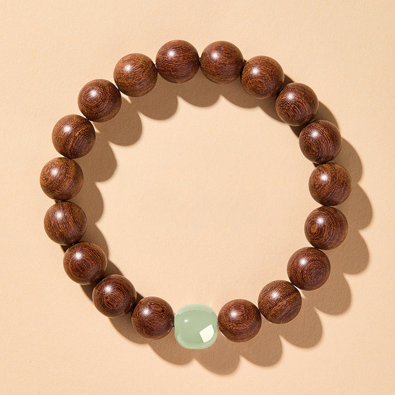 Women's & Men's Scenic Spot Gold Sandalwood Rosary Jade Bracelet