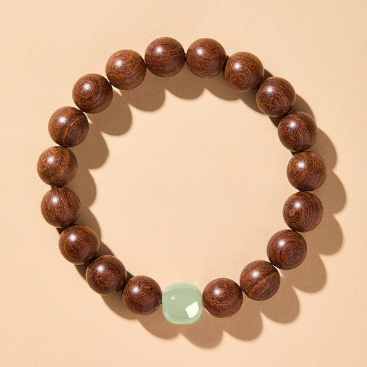 Women's & Men's Scenic Spot Gold Sandalwood Rosary Jade Bracelet