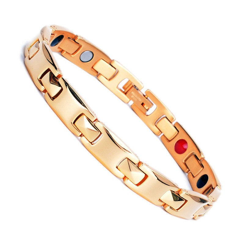 Fashion Commuter Magnet Titanium Steel Gold Bracelets