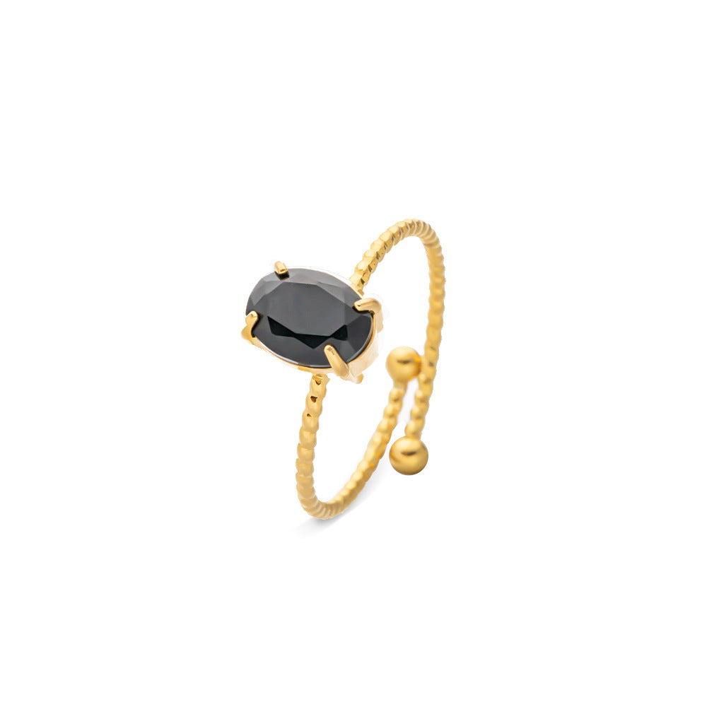 Women's Stainless Steel Zircon Niche High Sense December Birthday Stone Ring