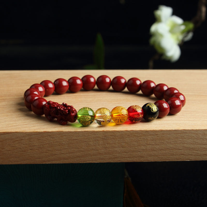 Women's Single Circle Multi Life Red Five Gods Of Bracelet