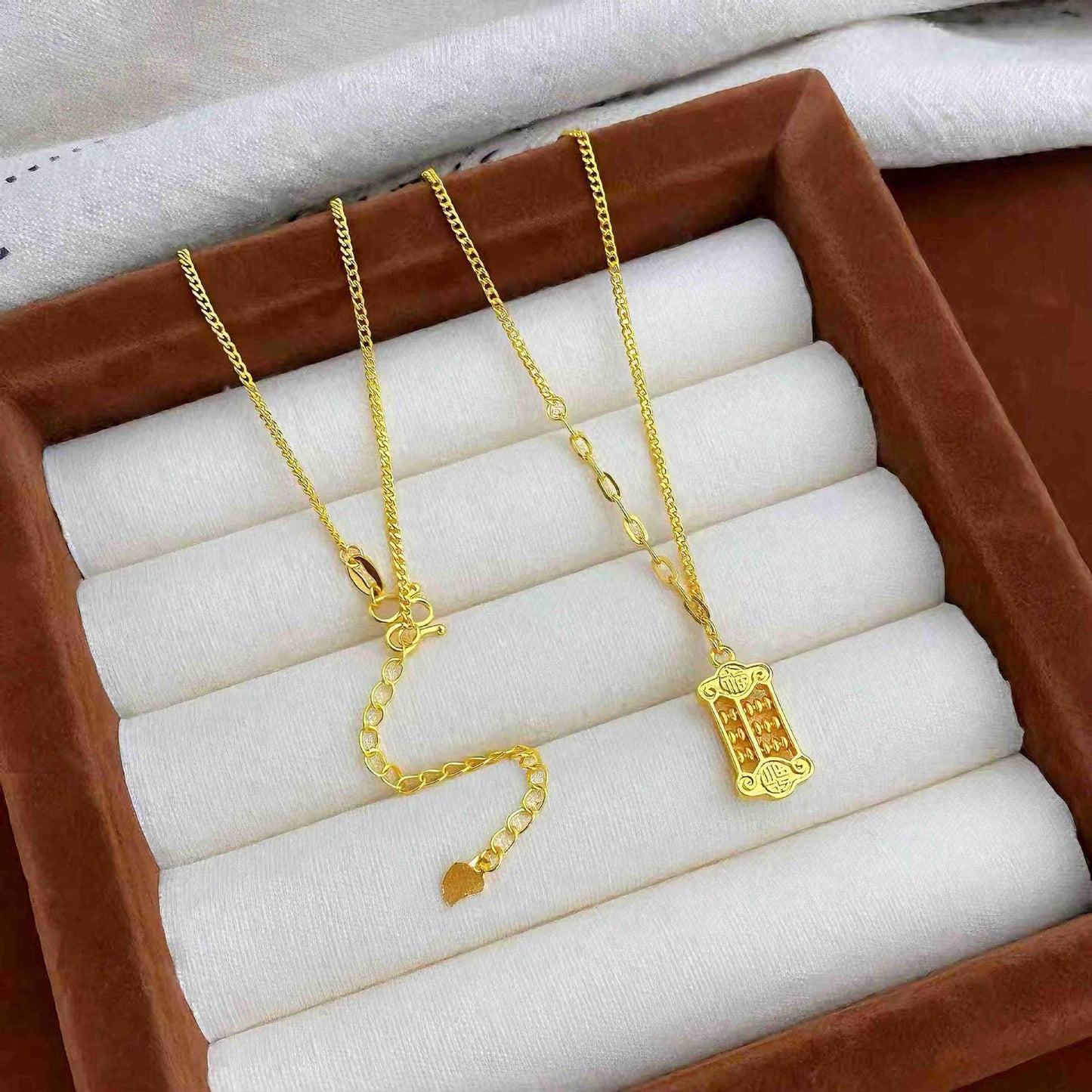 Women's Imitation Gold Lucky Fortune Small Abacus Necklace