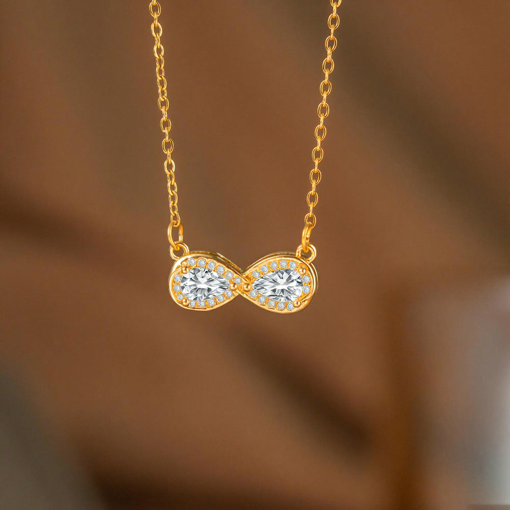 Female Valentine's Day Sparkling Full Rhinestone Buckle Necklace