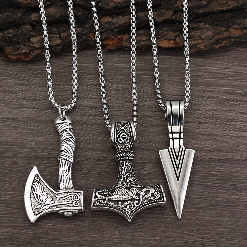 Men's Films Television Viking Force Laboratories Vikings Alloy Carved Hammer Shape Necklaces