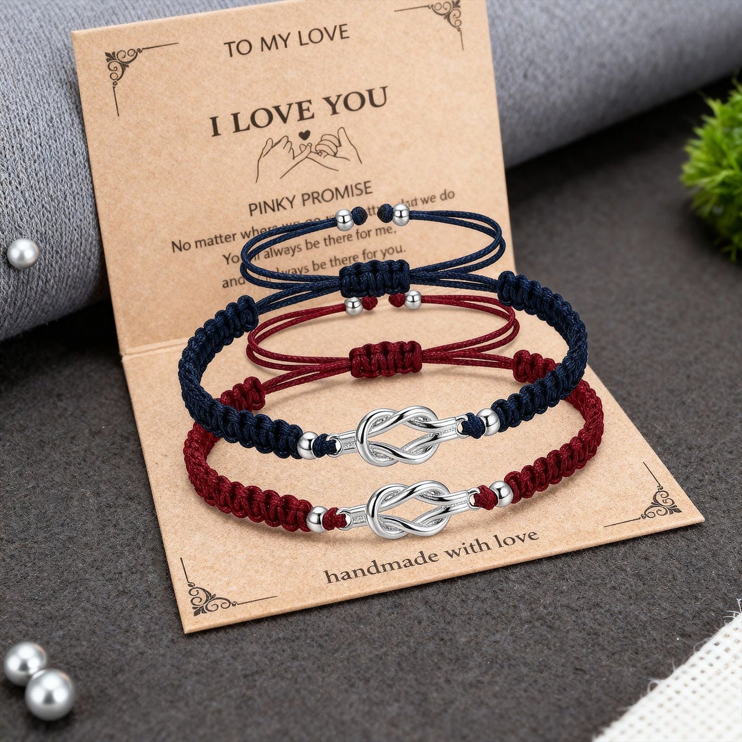 Women's & Men's Truelove Knot Flat Carrying Strap Couple Bracelet