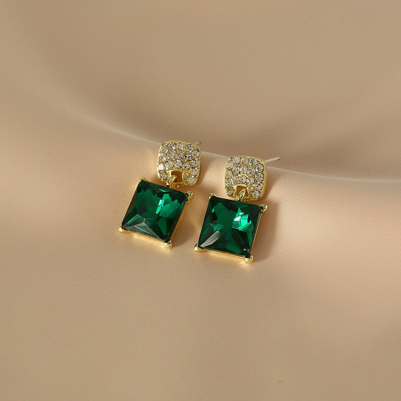 Sier Needle Zircon Geometric Flower Retro Exquisite Earrings