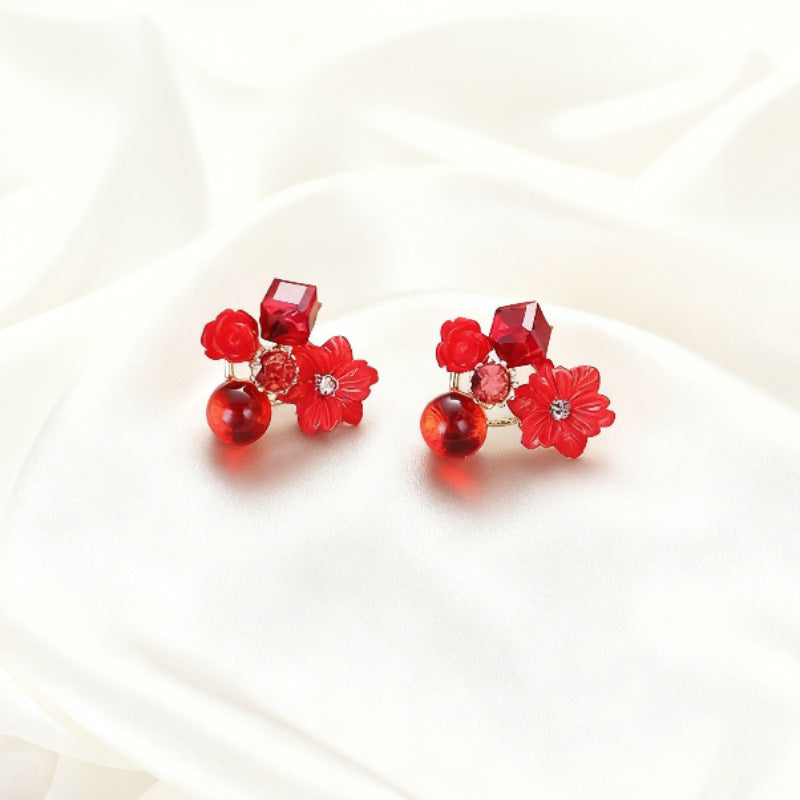 Special Offer Diamond Opal Crystal Flowers Fresh Sweet Mori Earrings