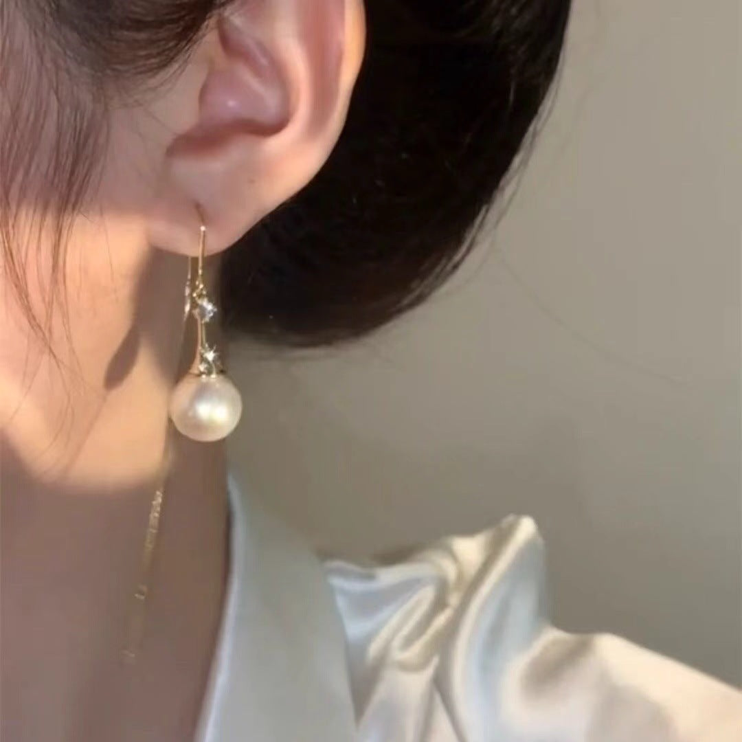 Women's Luxury Temperament Long Fringed Thread Drop-shaped Bead Fashion Earrings
