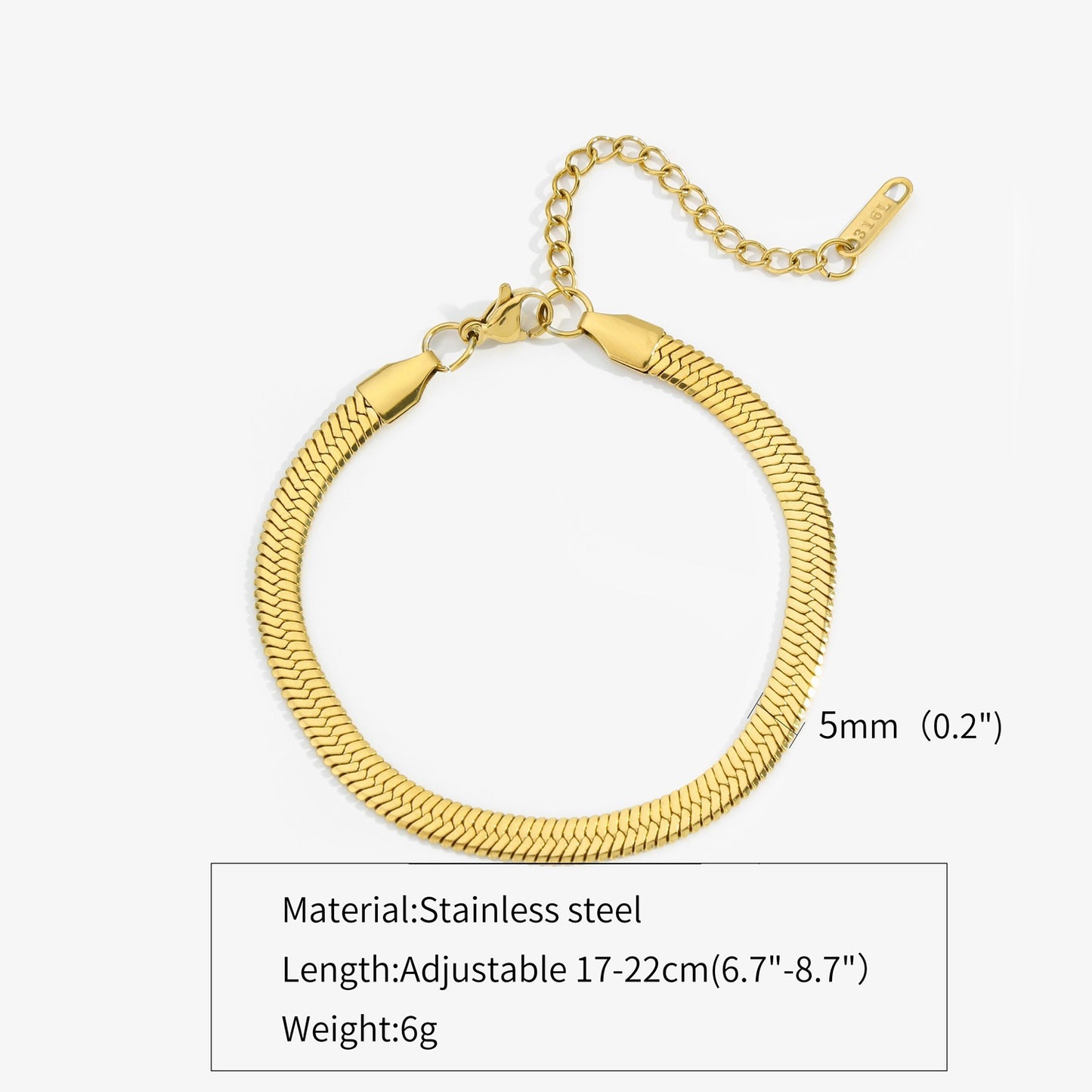 Metallic Titanium Steel Stainless Gold Blade Chain Bracelet