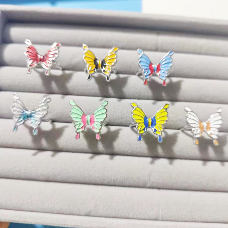 Women's Drip Glazed Three-dimensional Butterfly Opening High-grade Ring