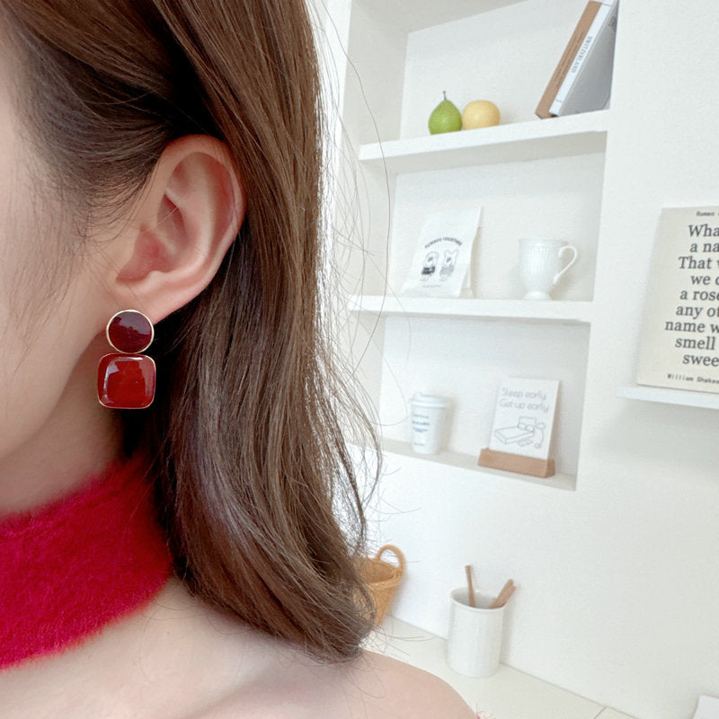 Fashion High-grade Geometric Square Drop Oil Earrings