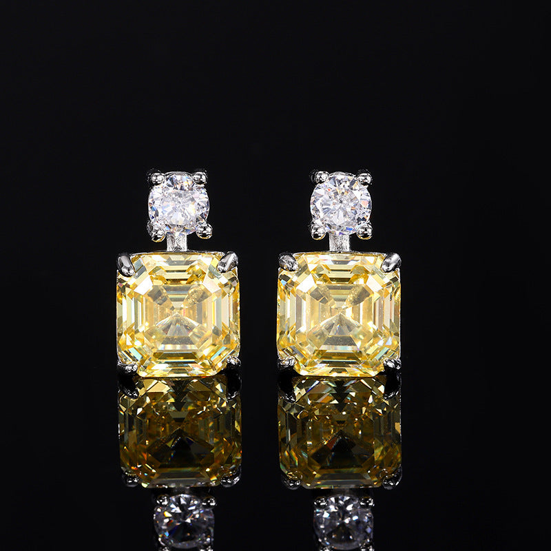 Pagoda Cut Princess Square Yellow Diamond Jewelry Set