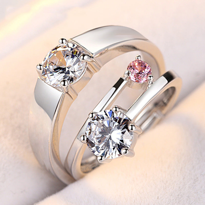 Women's & Men's Couple Simulation Diamond Opening Zircon Classic Rings
