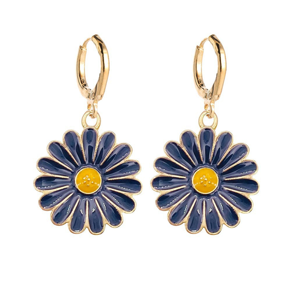 Autumn Sun Alloy Dripping Oil Color Earrings