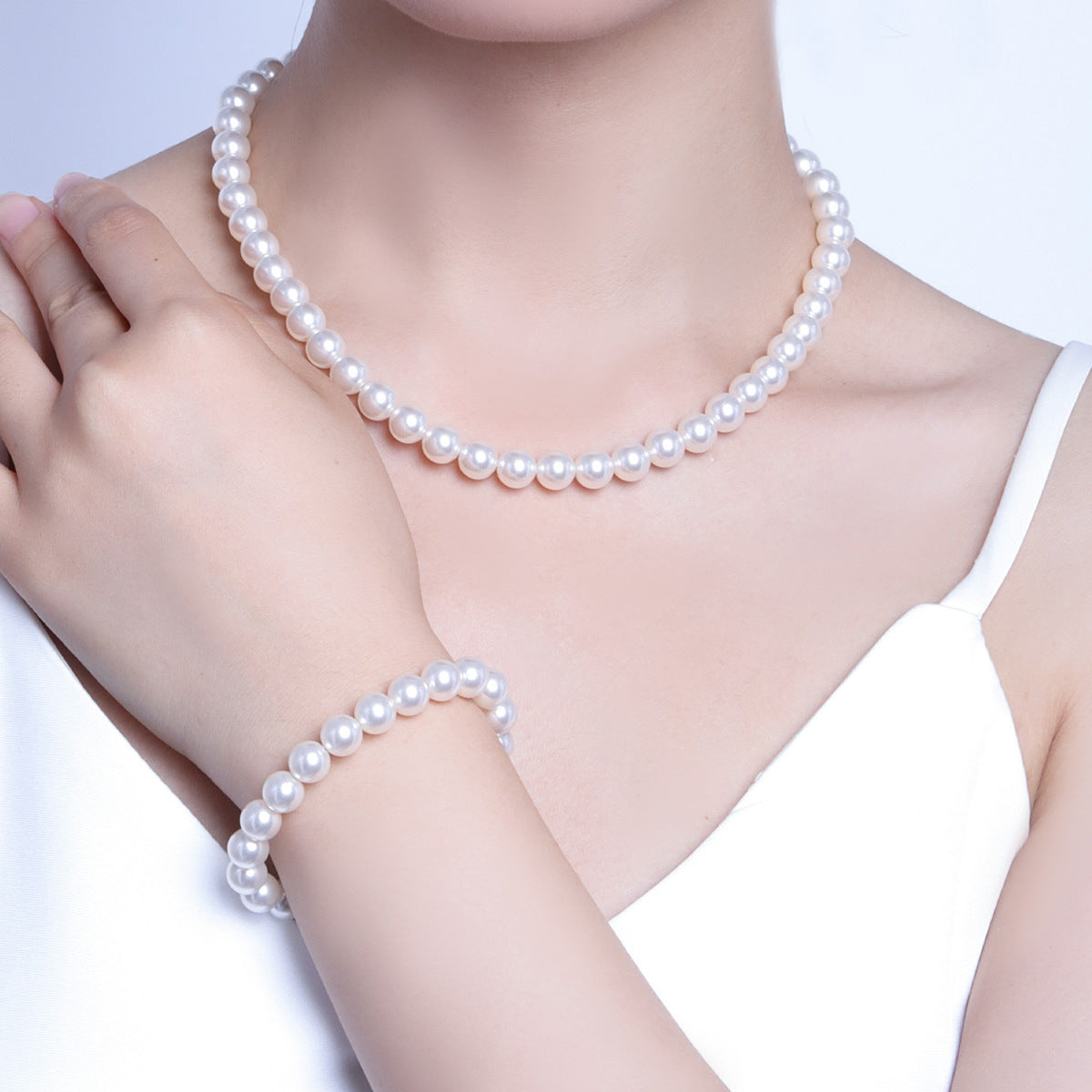 Imitation Crystal Simplicity Color Magnetic Buckle French Necklaces