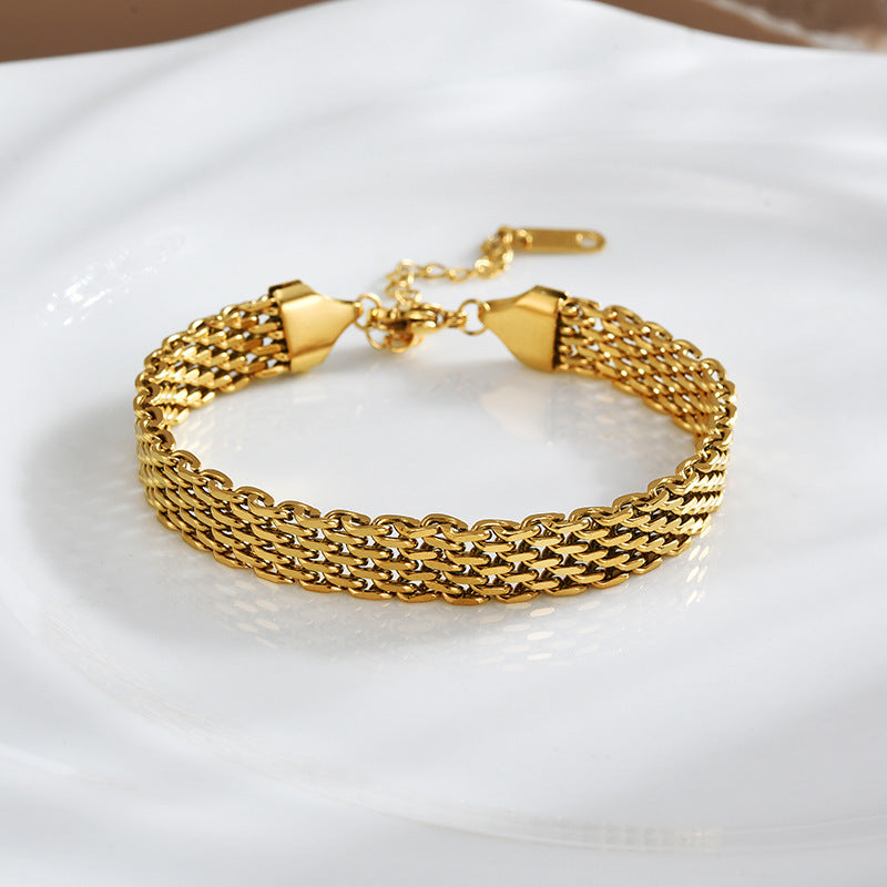 Chain Metal Rough Titanium Steel Female Clavicle Woven Snake Bones Bracelet